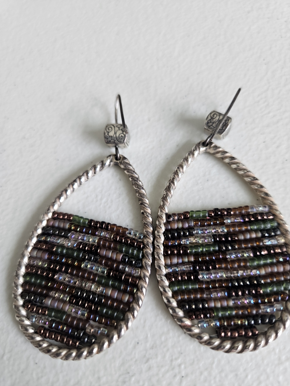 Brighton Brand Wonderland Silver And Seed Bead Drop Earrings - Picture 4 of 4